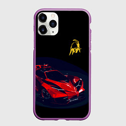Чехол iPhone 11 Pro матовый Lamborghini Diverso - motorsport, цвет: 3D-фиолетовый