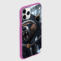 Чехол iPhone 11 Pro матовый Зима - русский медведь, цвет: 3D-фиолетовый — фото 2