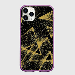 Чехол iPhone 11 Pro матовый Triangle yellow with dots, цвет: 3D-фиолетовый