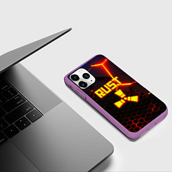 Чехол iPhone 11 Pro матовый Rust hexagon краски, цвет: 3D-фиолетовый — фото 2