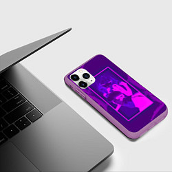 Чехол iPhone 11 Pro матовый Anime girl neon, цвет: 3D-фиолетовый — фото 2