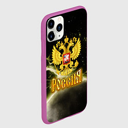 Чехол iPhone 11 Pro матовый Россия - герб на черно-зеленом фоне, цвет: 3D-фиолетовый — фото 2