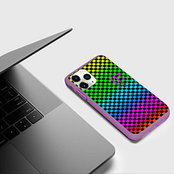 Чехол iPhone 11 Pro матовый Monster energy neon pattern, цвет: 3D-фиолетовый — фото 2