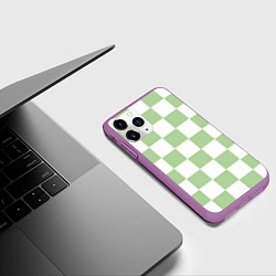 Чехол iPhone 11 Pro матовый Квадраты зелёные, цвет: 3D-фиолетовый — фото 2