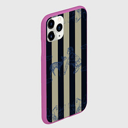 Чехол iPhone 11 Pro матовый Чёрные полосы, цвет: 3D-фиолетовый — фото 2