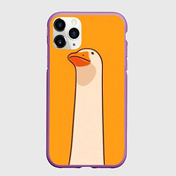 Чехол iPhone 11 Pro матовый Гусь смотрит, цвет: 3D-фиолетовый