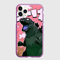 Чехол iPhone 11 Pro матовый Годзилла рычит, цвет: 3D-фиолетовый