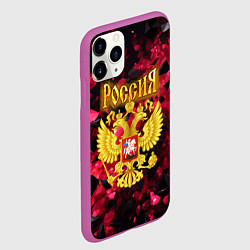 Чехол iPhone 11 Pro матовый Россия - герб на текстуре, цвет: 3D-фиолетовый — фото 2