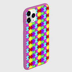 Чехол iPhone 11 Pro матовый Яркие паттерн разноцветный пазл, цвет: 3D-фиолетовый — фото 2