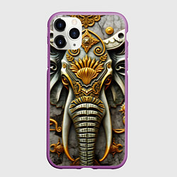 Чехол iPhone 11 Pro матовый Объемный слон, цвет: 3D-фиолетовый