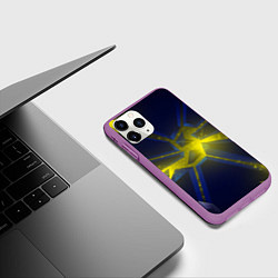 Чехол iPhone 11 Pro матовый Разлом космических неоновых плит, цвет: 3D-фиолетовый — фото 2