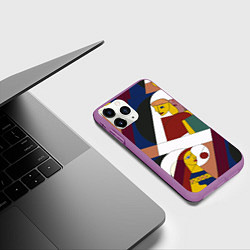 Чехол iPhone 11 Pro матовый Стиль пикассо рисунок, цвет: 3D-фиолетовый — фото 2