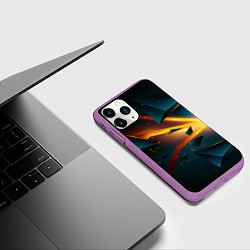 Чехол iPhone 11 Pro матовый Космический неоновый разлом, цвет: 3D-фиолетовый — фото 2