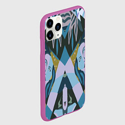 Чехол iPhone 11 Pro матовый Лицо женщины цветной паттерн, цвет: 3D-фиолетовый — фото 2