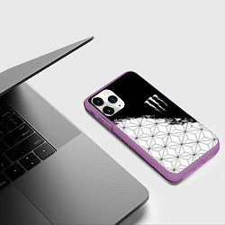 Чехол iPhone 11 Pro матовый Monster energy geometry splash, цвет: 3D-фиолетовый — фото 2