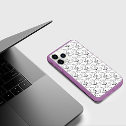 Чехол iPhone 11 Pro матовый Черно белый ягодный узор ретро, цвет: 3D-фиолетовый — фото 2