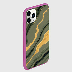 Чехол iPhone 11 Pro матовый Оливковый мрамор, цвет: 3D-фиолетовый — фото 2