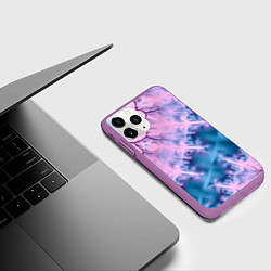 Чехол iPhone 11 Pro матовый Вода и розовая абстракция, цвет: 3D-фиолетовый — фото 2