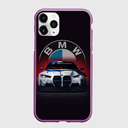Чехол iPhone 11 Pro матовый BMW на красном фоне, цвет: 3D-фиолетовый