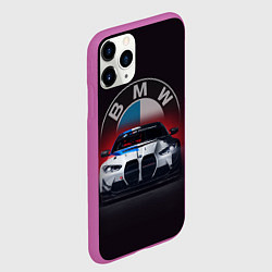 Чехол iPhone 11 Pro матовый BMW на красном фоне, цвет: 3D-фиолетовый — фото 2