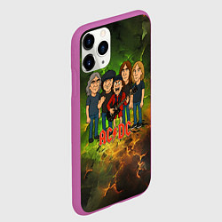 Чехол iPhone 11 Pro матовый Карикатура грууппы ACDC, цвет: 3D-фиолетовый — фото 2