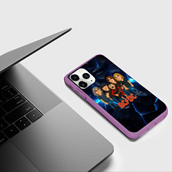 Чехол iPhone 11 Pro матовый ACDC мультяшный стиль группы, цвет: 3D-фиолетовый — фото 2