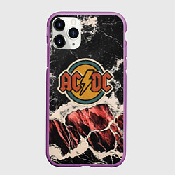 Чехол iPhone 11 Pro матовый ACDC ретро лого, цвет: 3D-фиолетовый