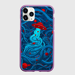 Чехол iPhone 11 Pro матовый Контакт с хаосом, цвет: 3D-фиолетовый