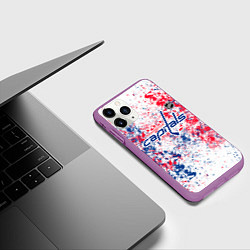 Чехол iPhone 11 Pro матовый Washington Capitals NHL white, цвет: 3D-фиолетовый — фото 2