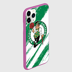Чехол iPhone 11 Pro матовый Boston Celtics white and green, цвет: 3D-фиолетовый — фото 2