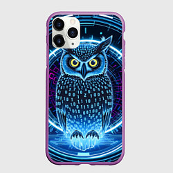 Чехол iPhone 11 Pro матовый Виртуальный филин, цвет: 3D-фиолетовый