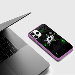 Чехол iPhone 11 Pro матовый Даллас Старз плиты с подсветкой, цвет: 3D-фиолетовый — фото 2