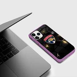 Чехол iPhone 11 Pro матовый Флорида Пантерз - НХЛ хоккей, цвет: 3D-фиолетовый — фото 2