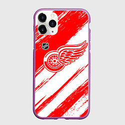Чехол iPhone 11 Pro матовый Детройт Ред Уингз - брызги красок, цвет: 3D-фиолетовый