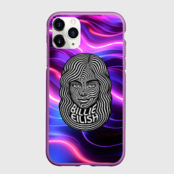 Чехол iPhone 11 Pro матовый Портрет Билли Айлиш из линий, цвет: 3D-фиолетовый