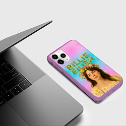 Чехол iPhone 11 Pro матовый Билли Айлиш с цветочным венком на голове, цвет: 3D-фиолетовый — фото 2