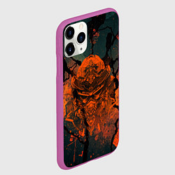 Чехол iPhone 11 Pro матовый Шлем кибернетического самурая, цвет: 3D-фиолетовый — фото 2