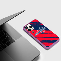 Чехол iPhone 11 Pro матовый Вашингтон Кэпиталз - бырзги красок, цвет: 3D-фиолетовый — фото 2