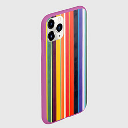 Чехол iPhone 11 Pro матовый Разноцветная полоска, цвет: 3D-фиолетовый — фото 2