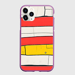 Чехол iPhone 11 Pro матовый Красные полоски, цвет: 3D-фиолетовый
