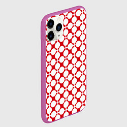 Чехол iPhone 11 Pro матовый Красно белый узор в клетку и горох, цвет: 3D-фиолетовый — фото 2