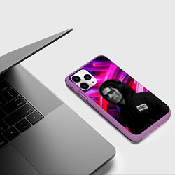 Чехол iPhone 11 Pro матовый Bones в наушниках, цвет: 3D-фиолетовый — фото 2