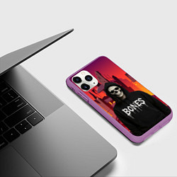 Чехол iPhone 11 Pro матовый Bones скелет, цвет: 3D-фиолетовый — фото 2