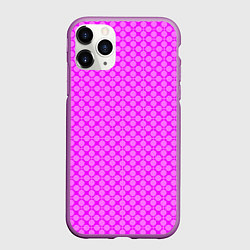 Чехол iPhone 11 Pro матовый Неоновый малиновый розовый узор в горошек, цвет: 3D-фиолетовый
