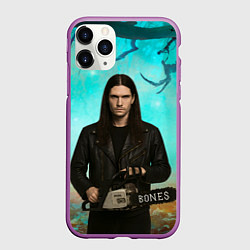 Чехол iPhone 11 Pro матовый Bones держит бензопилу, цвет: 3D-фиолетовый