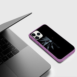 Чехол iPhone 11 Pro матовый Зверь в полумраке - Ведьмак 3, цвет: 3D-фиолетовый — фото 2