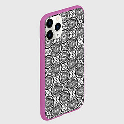 Чехол iPhone 11 Pro матовый Черно белый кружевной узор, цвет: 3D-фиолетовый — фото 2