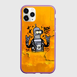 Чехол iPhone 11 Pro матовый Cool Bender - graffiti, цвет: 3D-фиолетовый