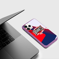 Чехол iPhone 11 Pro матовый Bones лого на красной краске, цвет: 3D-фиолетовый — фото 2