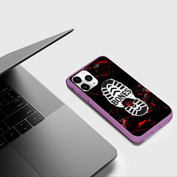Чехол iPhone 11 Pro матовый Bones лого в стиле следа ботинка, цвет: 3D-фиолетовый — фото 2
